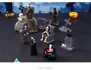 Creative Halloween resin miniature collection featuring skeleton reapers and tombstones