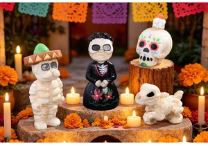 Cute Halloween skeleton figurines set for DIY micro landscape and desktop decor