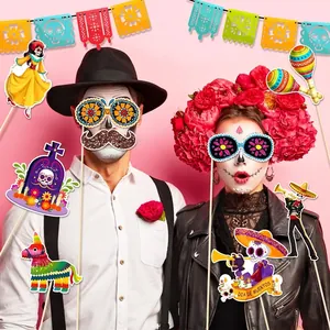 Dia de Muertos Mexican party photo booth props set for themed celebrations
