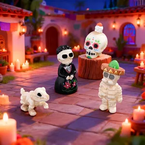 Halloween Day of the Dead skeleton figurines set for micro landscape DIY decoration