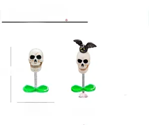 Halloween car dashboard skull bobblehead ornaments showing dimensions and styles