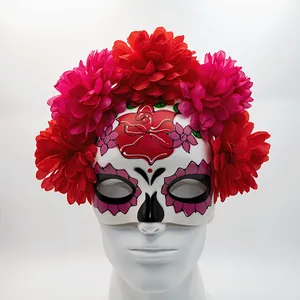 Masque de crâne floral mexicain du Jour des Morts pour le cosplay de fête d'Halloween