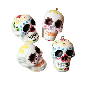 Set of 4 Halloween Resin Day of the Dead Skull Charms for DIY Jewelry and Accessories