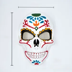 Detailed front view of a Day of the Dead sugar skull mask measuring 25cm by 16.5cm