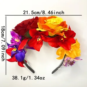 Cerchietto floreale colorato per carnevale con dimensioni 21,5cm e peso 38,1g dettagli
