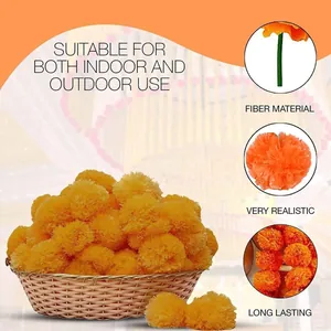 Détails de fleurs de souci orange en fibres pour décoration de mariage et fête