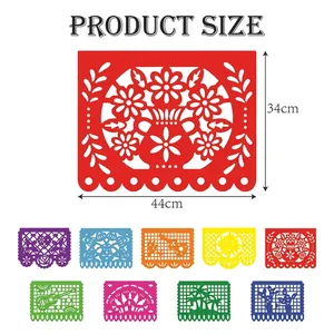 Guirlandes mexicaines en plastique Papel Picado 34x44cm pour fête du Jour des Morts
