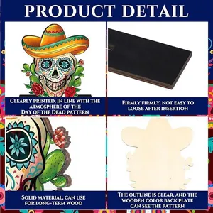 Wooden Day of the Dead skull decoration stand for Mexican party festive supplies