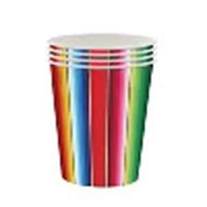 Colorful striped paper cups for Mexican Fiesta and Day of the Dead party decorations