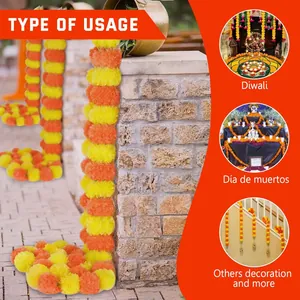 Vibrant artificial marigold flower garlands for Diwali and festive home decorations