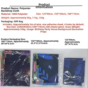 Detailed specs for Day of the Dead polyester backdrop with size info