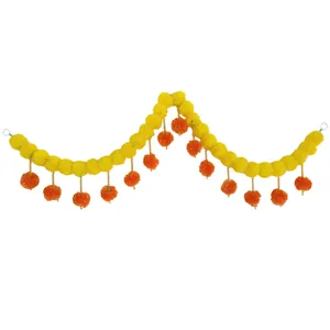 Vibrant yellow and orange marigold garland for Day of the Dead festival decoration