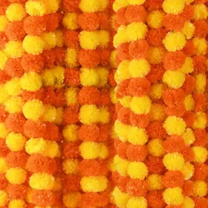 Guirlande de Fleurs Souci Artificielles Décoration Mariage Indien Halloween Jour des Morts Chaîne de Fleurs en Plastique pour Fête Maison