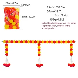 Artificial marigold garland for Day of the Dead decorations with detailed size specs