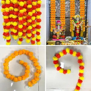 Artificial marigold flower garlands for Diwali, Day of the Dead, and festive decor