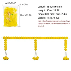 Detailed size specifications for yellow marigold garland festival door decoration