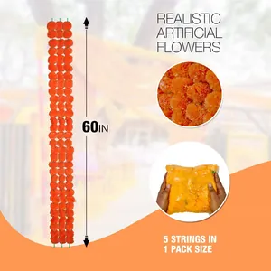 Guirlande de souci orange réaliste 152 cm de long lot de 5 cordes pour décoration de fête