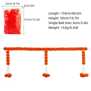Orange marigold flower garland dimensions and packaging details for festive decoration