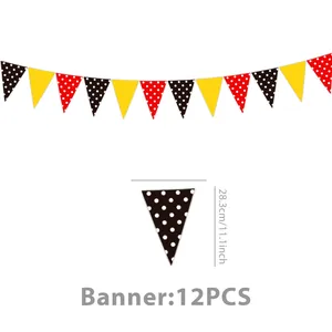 12pcs colorful triangle bunting banner with red black polka dots for party decoration