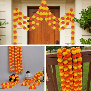 Guirlandes de fleurs de souci artificielles orange et jaune pour décoration de mariage