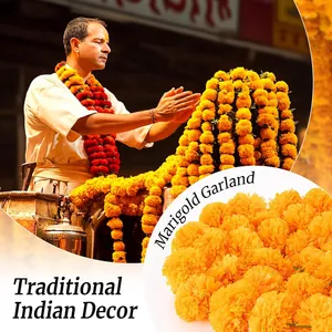 Vibrant artificial marigold garlands for traditional Indian decor and festive celebrations