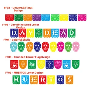 Striscioni colorati Papel Picado per il Giorno dei Morti, decoro festa messicana