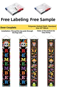 Day of the Dead banners with sugar skulls and 'REMEMBER' text for porch decor