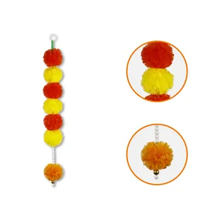 Vibrant artificial marigold flower garland for Indian wedding and Diwali home decoration