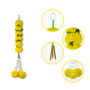 Handmade artificial yellow marigold flower garland for Indian wedding and Diwali decoration