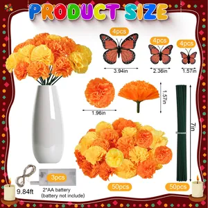 Complete Day of the Dead marigold set with butterflies, flowers and string lights