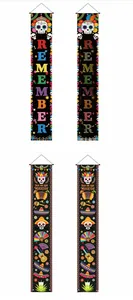Mexican Dia de los Muertos decorative porch banners featuring skulls and guitar motifs