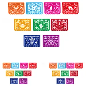 Banderines mexicanos papel picado para la decoración de fiesta del Día de Muertos