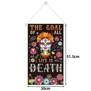 Mexican Day of the Dead banner with sugar skull design, 30x51.5cm dimensions