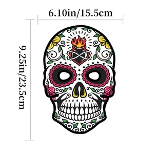 Vue dimensionnelle détaillée du masque en papier tête de mort mexicain pour fêtes