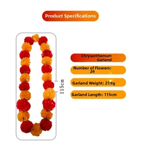 Colorful mixed marigold flower garland for Mexican Day of the Dead and Halloween party decoration