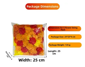 Packaging dimensions and weight for 5-pack multicolor fabric marigold flower garlands