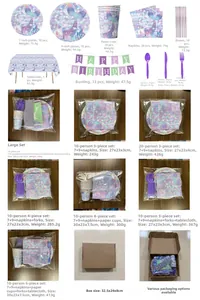 Detailed specification of mermaid theme party decoration sets with plates and cups