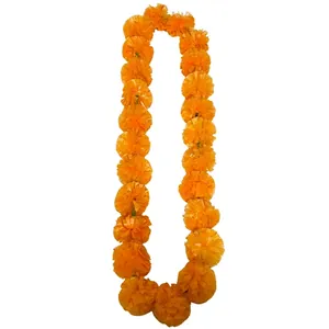Vibrant orange artificial marigold garland for Day of the Dead and party decoration