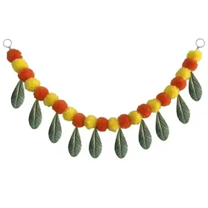 Handmade artificial orange and yellow marigold garland for Indian wedding decor