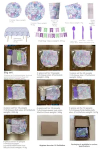 Fournitures de fête écailles de sirène avec assiettes, tasses, serviettes et couverts