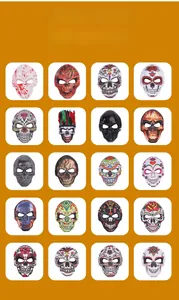 Sélection de 20 masques de crâne en sucre assortis pour Halloween et le Jour des Morts