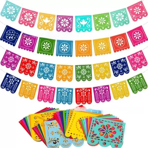 Handgefertigte bunte mexikanische Papel Picado Filzbanner für Tag der Toten Dekorationen