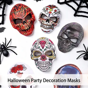Masque de Crâne Mexicain Jour des Morts Halloween Impression Numérique Réaliste Masque d'Horreur en EVA pour Décoration de Cosplay