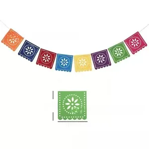 Detaillierte Maße der mexikanischen Filz-Partybanner, quadratische Größe 14,8 cm