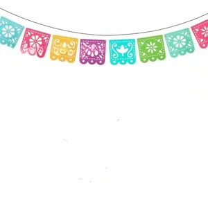 Detailansicht eines 3 Meter langen mexikanischen Filzbanners für Partys zum Tag der Toten