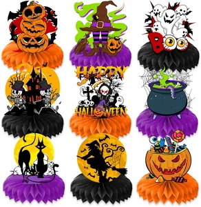 Halloween honeycomb centerpieces for festive party table decorations