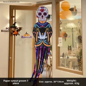 Day of the Dead hanging skull decoration for Halloween outdoor porch and yard decor