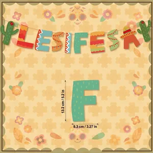 Detailed dimensions of Mexican Day of the Dead 'LESIFESA' paper garland banner