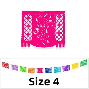 Detailed view of colorful Mexican Papel Picado felt banner for Day of the Dead
