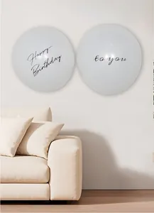 Minimalist white birthday balloons with black Happy Birthday to you script